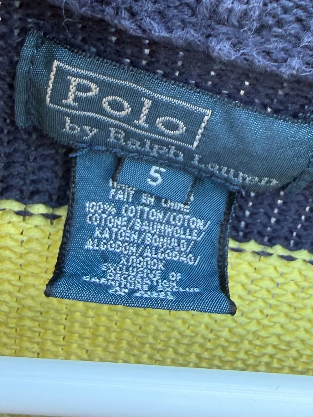Ralph Lauren Striped Cowl Half-Zip Sweater in Navy and Yellow